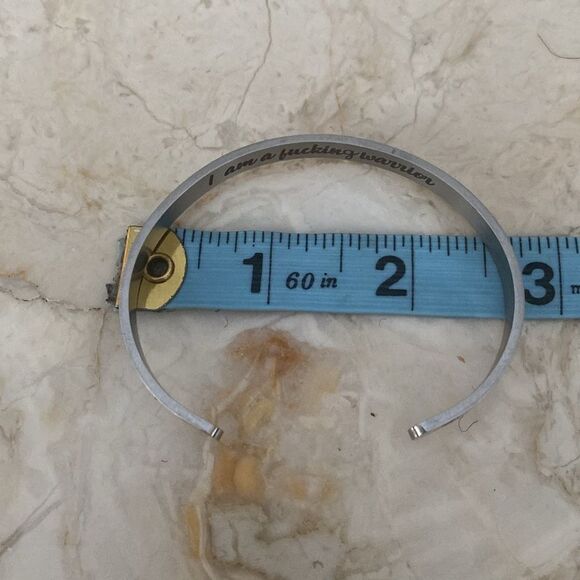 Stainless Steel Motivational Cuff Bracelet “I’m A F**cking Warrior” - Picture 7 of 7